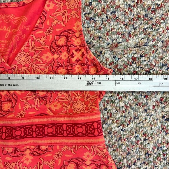 Life Is Good Orange Geo Print Sleeveless Surplice V-Neck Active Mini Dress Sz 4 - Picture 9 of 11